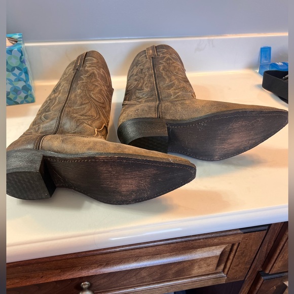 Rockin Country Leather Western Boots -distressed brown goes with everything - Picture 3 of 4